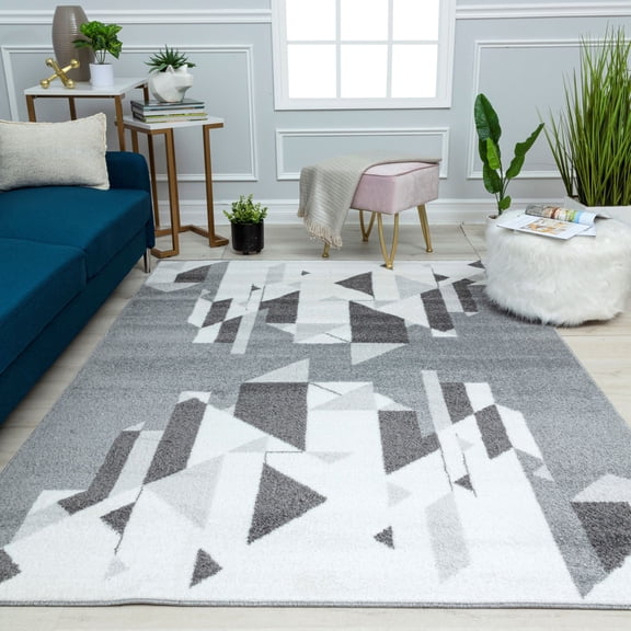 Mason Brooks Azure AZ50B Network Grey Geometric Contemporary Gray Area Rug, 8'3" X 10'0"