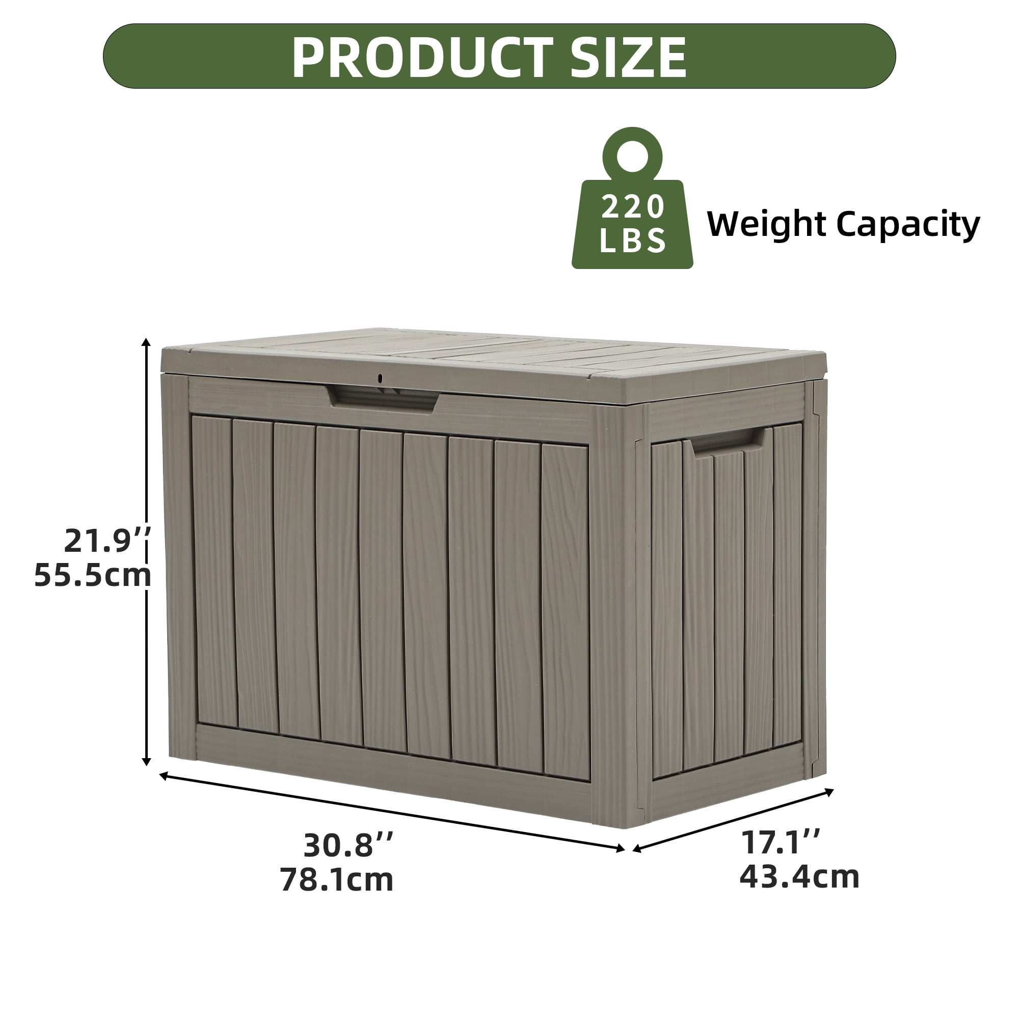 Uforic 45 Gallon Outdoor Resin Deck Box, Waterproof Storage Box, Lockable, Brown