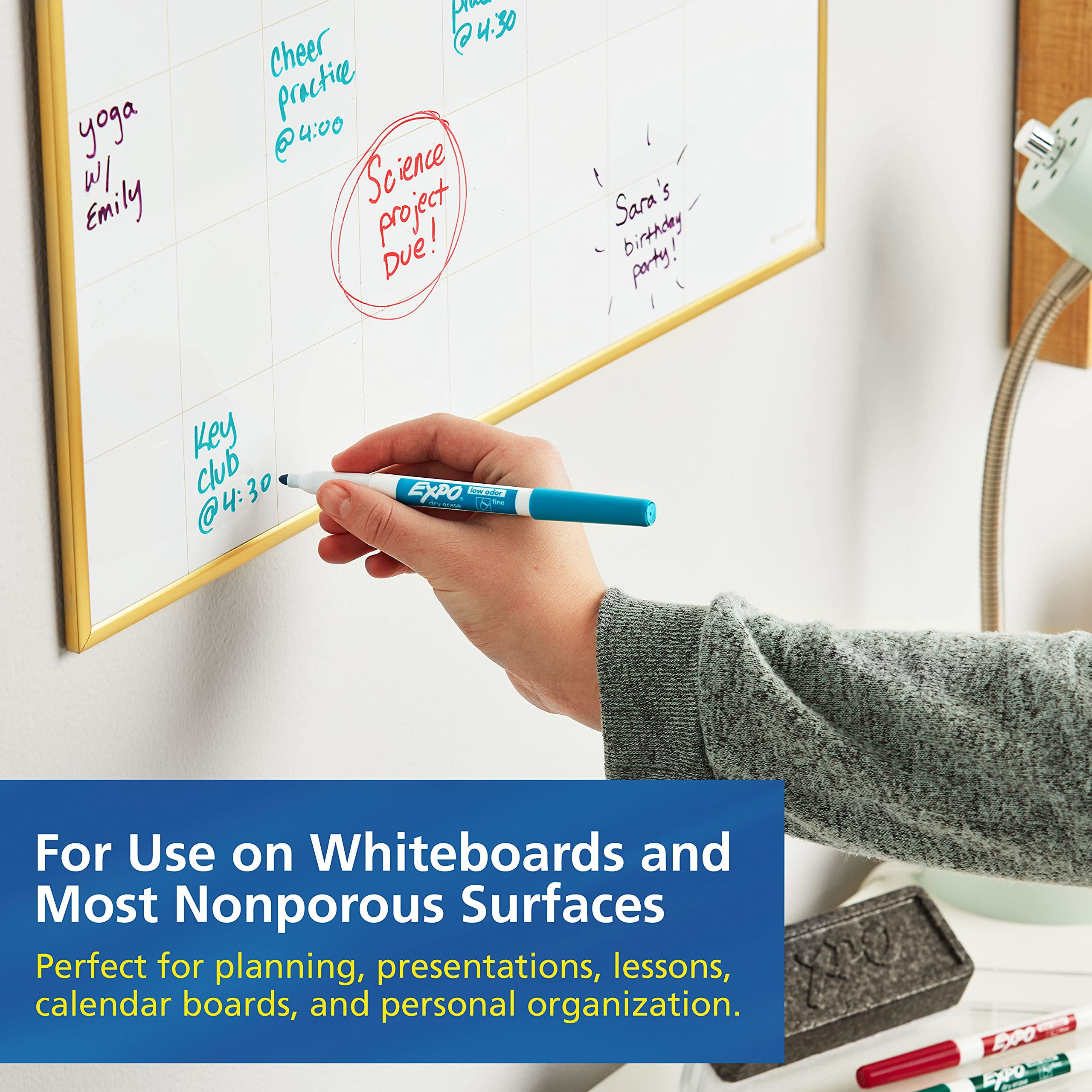 EXPO Dry Erase Markers, Whiteboard Markers with Low Odor Ink, Fine Tip, Assorted Vibrant Colors, 21 Count