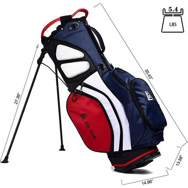 Ask Echo Lightweight Golf Stand Bag with Way Full Length ,9 Pockets , External Putter with Rain Cover - Walmart.com