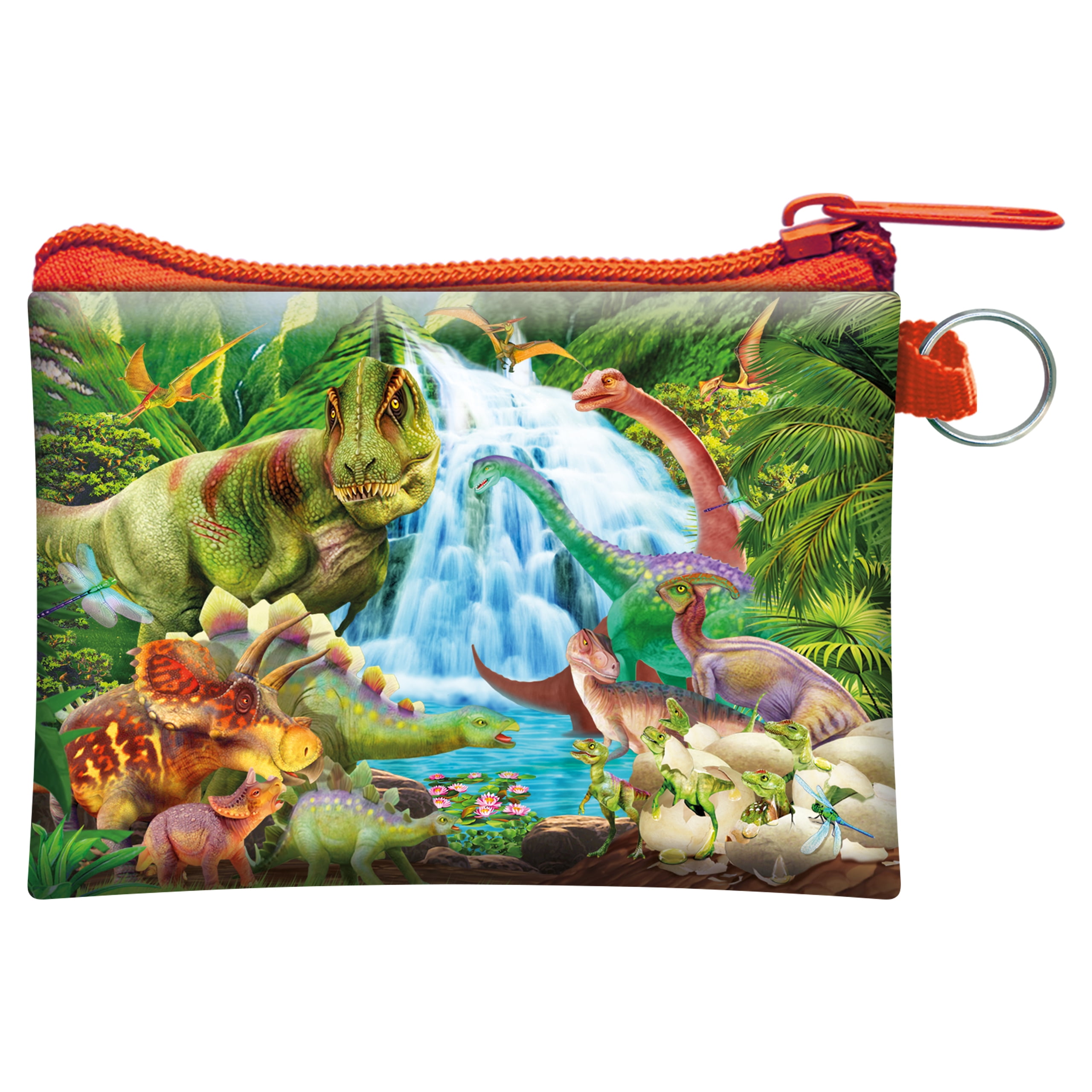 Collection Of Dinosaurs Pattern Canvas Change Coin Purse Retro Money Bag With Zip 