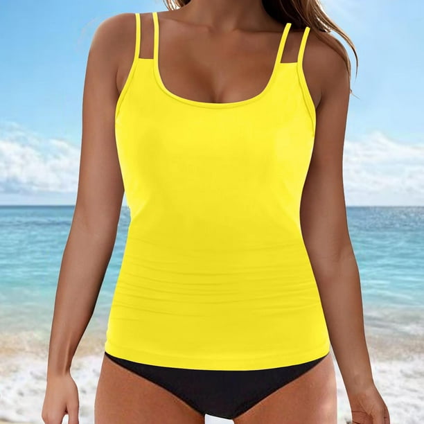 Traje de baño para mujer, moda para mujer, sin mangas, sólido, bikini, traje de baño push-up, acolchado, traje de baño, conjuntos de blusa, trajes de baño para mujer