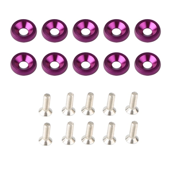 fastboy 10 Pieces/Set Car Modification Front Rear Bumper Washer Exterior Bolts M6 Screw Universal Automobile Purple