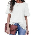 thumbnail image 2 of Blouse à Manches Courtes à Col Rond pour Femmes en Mousseline à Pois Chemise Hauts T-Shirt, 2 of 9