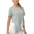thumbnail image 5 of Women's Short Sleeve Shirt Tie Front Top Crew Neck Sports Shirt Loose Fit, 5 of 6