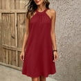 thumbnail image 6 of QUNYINEY Midi Women's Dresses Summer Sleeveless Red A Line Sundress Casual Vacation Crew Neck Loose Fit Dresses, 6 of 8