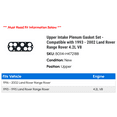thumbnail image 2 of Upper Intake Plenum Gasket Set - Compatible with 1993 - 2002 Land Rover Range Rover 4.2L V8 1994 1995 1996 1997 1998 1999 2000 2001, 2 of 2