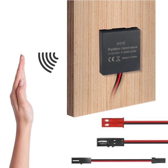 Sensor Switch, Hidden Hand Wave Activated Led Light Switch for Closet Lights, Under Cabinet Lighting, with 12V JST Male and Female Connectors(DC 12/24V 3A)