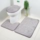 thumbnail image 5 of Juego de 3 alfombrillas de baño con estampado 3D de conchas marinas, resistentes al polvo y al agua (gris), 5 of 7