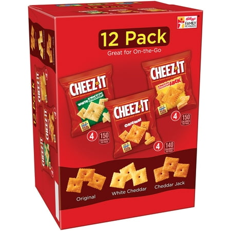 Kellogg's Cheez-It Baked White Cheddar, Original, & Cheddar Jack, 12.1 Oz., 12 (Best Crackers With Cheddar Cheese)