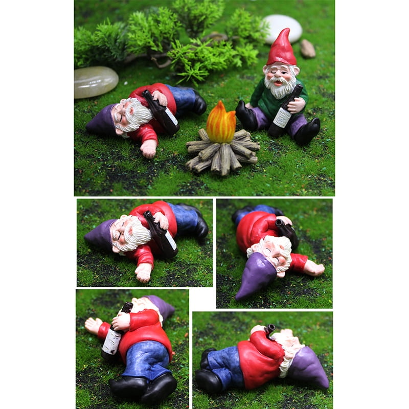 DOWILIN FairyCome Mini Garden Gnome Figurines Resin Fairy Garden Funny  Miniature Gnomes