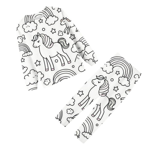 LUOGENLI Girls Pajamas Size 12 Kid DIY Hand Painted Homewear Set Colouring Pajama Sets for Boy and Girl Can Play With and Wear Girls Pajamas Size 14-20 Silk White Size 3-4 Years