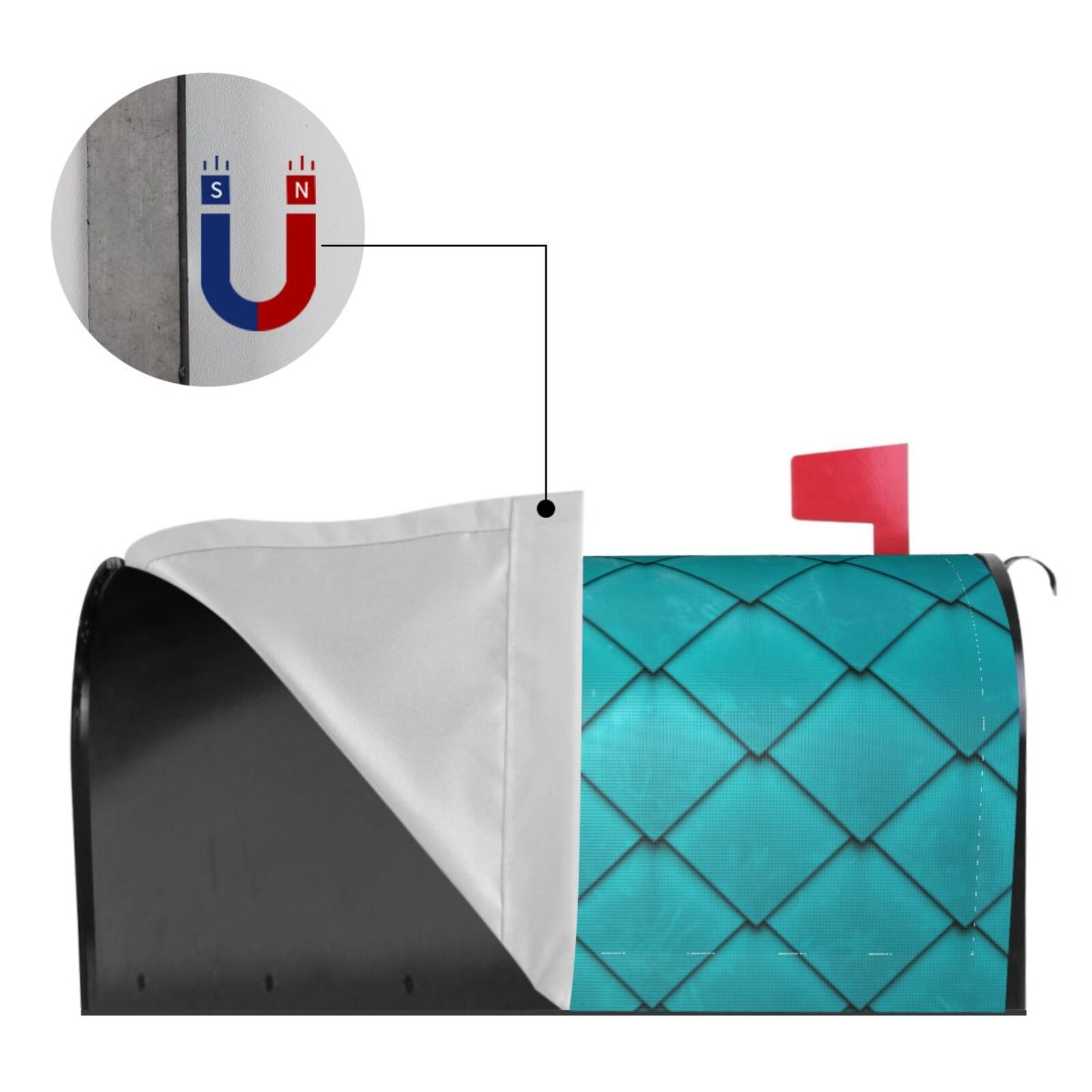 Xecao Diamond Shaped for Mailbox Cover with Magnetic Strips, Waterproof and Sunscreen, Adds a Decorative Touch to Your Garden Yard-21x18 in