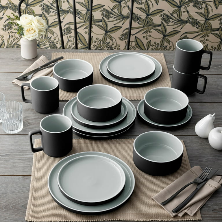 Noritake ColorTrio Graphite 16-Piece Modern Dinnerware Set