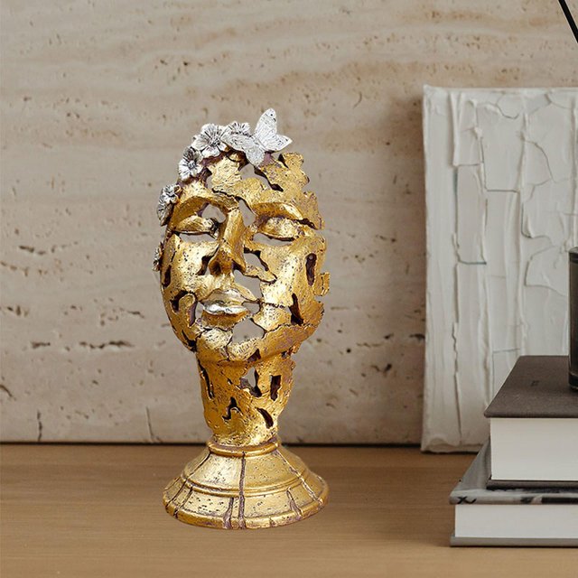 Estatuilla de rostro humano, estatua moderna, decoración del hogar, adorno de escritorio, escultura abstracta para estante, mesa de comedor, oficina, Oro