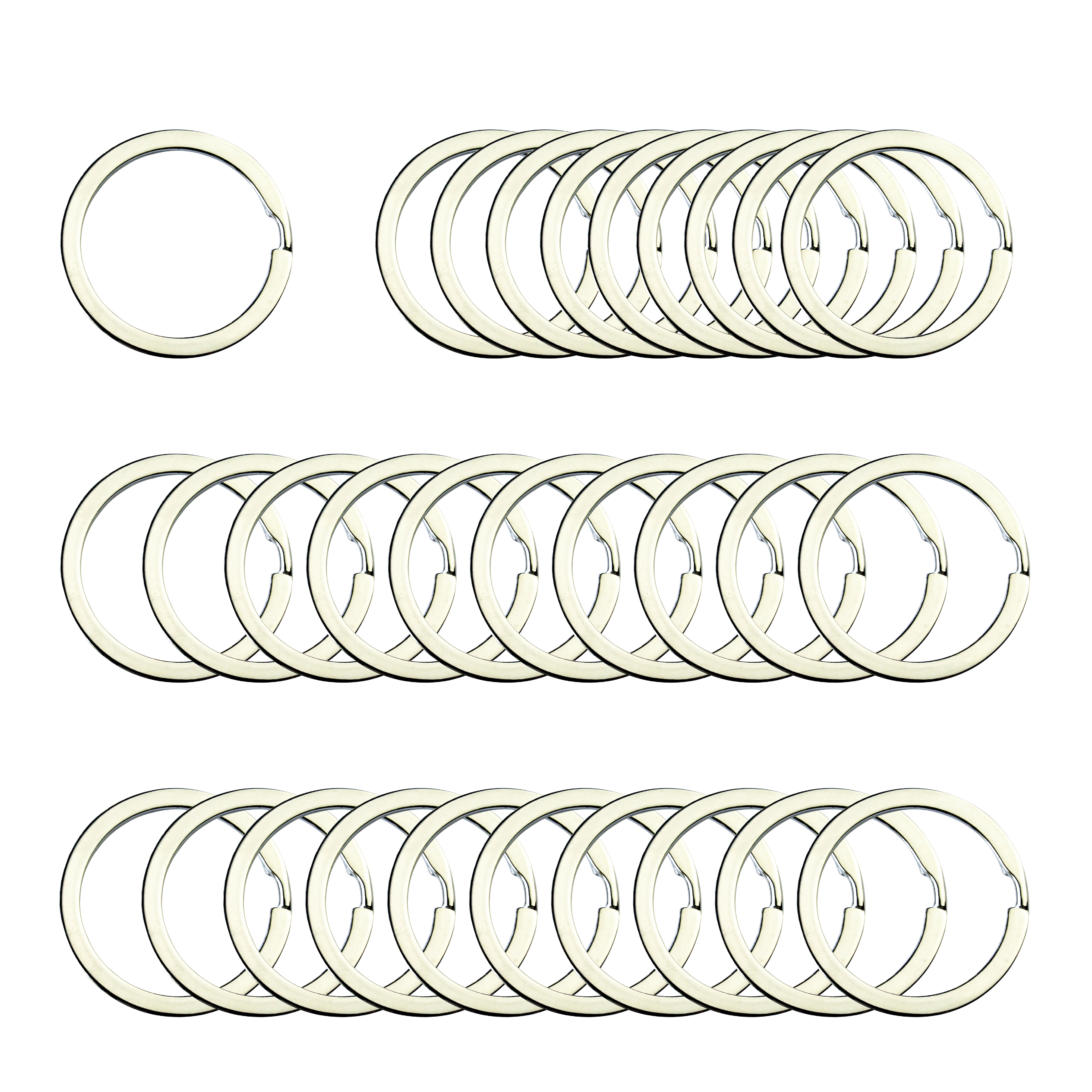 Metal Flat Split Key Chains Rings for Home Car Keys Attachment 1 Inch/25mm,Black,50PCS/Box Key Rings