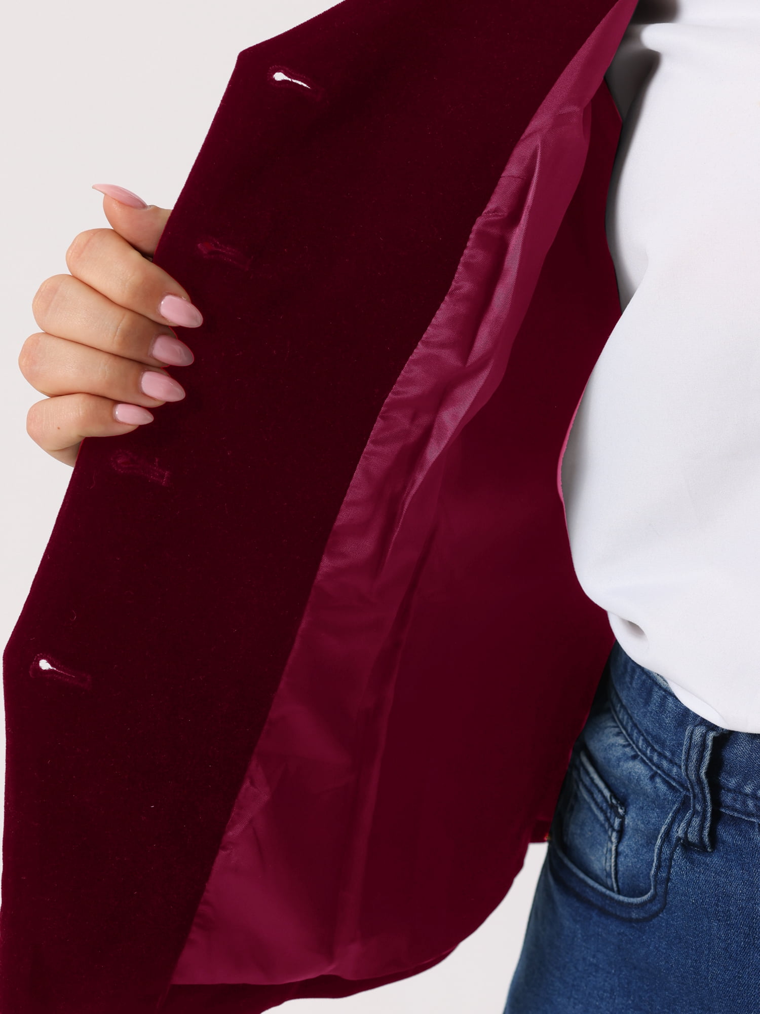 DARING DIVA Women's Plus Size Velvet Sleeveless Button Down V Neck Vest 4X Burgundy