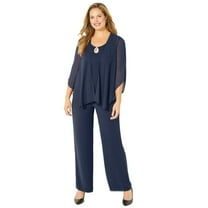 Catherines Women's Plus Size Accolades Georgette 3-Piece Pant Suit