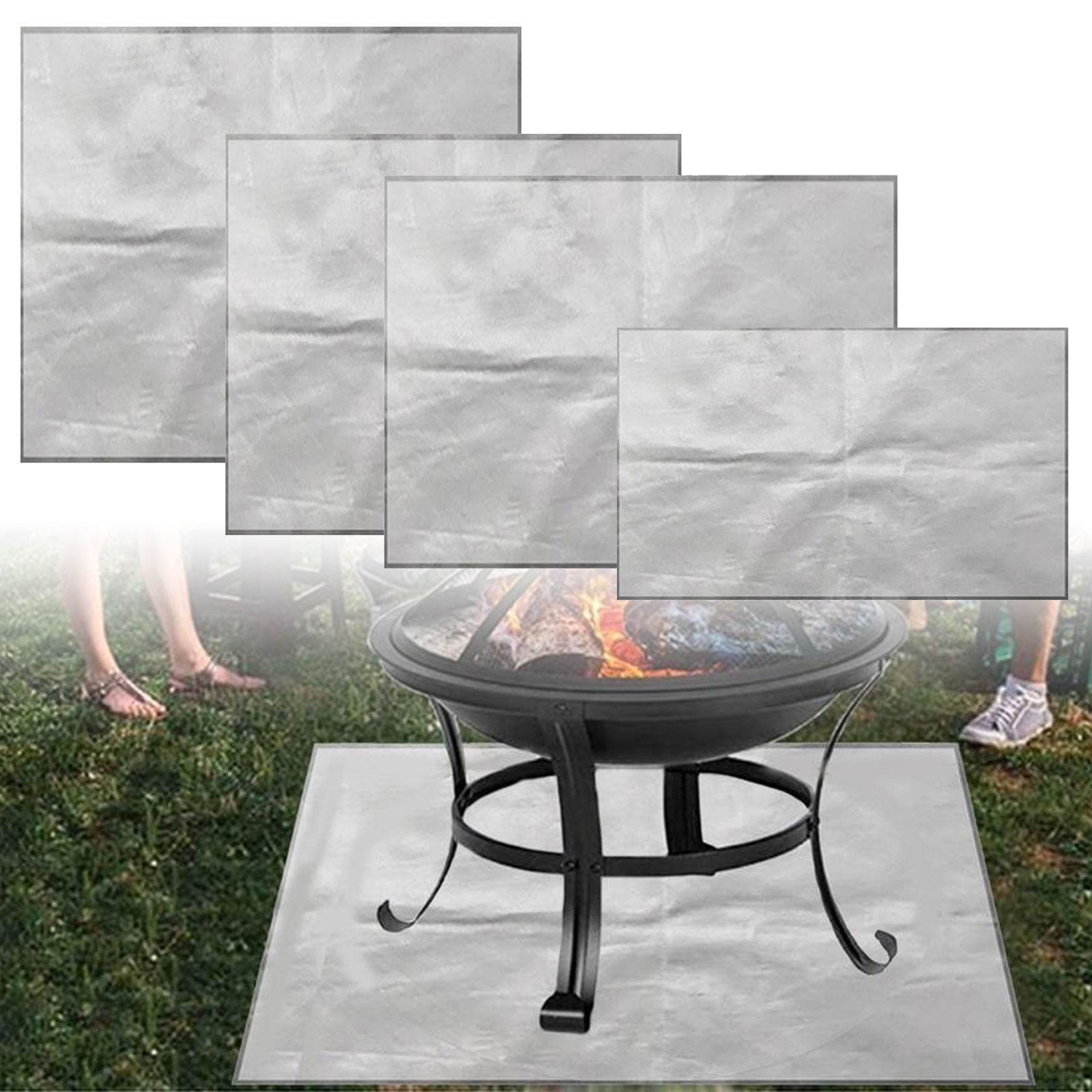 Fireproof Mat for Fire Pit for Wood Burner 46X35cm/60X53cm/100.5X60cm Picnic Barbecue Heat Insulation Pad Flame Retardant and High Temperature Resistant Silicone Coated Fiberglass Fire Blanket