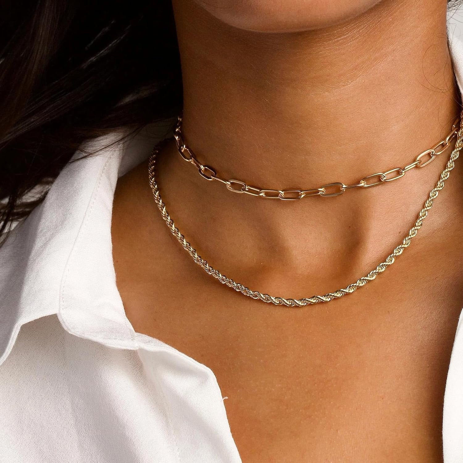 Gold Necklace Stack Boho Layered Necklaces For Women Trendy Pearl Necklaces Christmas Gifts Stocking Stuffers[Z405]