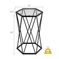 thumbnail image 4 of Costway Set of 2 End Table Tempered Glass Top Metal Frame Hexagonal Accent Side Table, 4 of 10