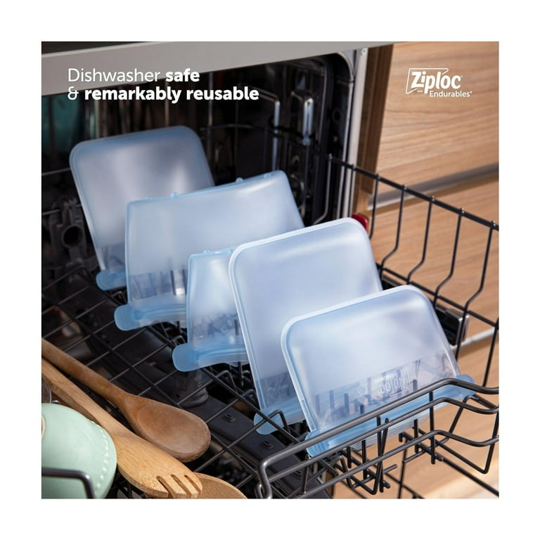  Ziploc Endurables Medium Pouch, 2 Cups, Reusable Silicone Bags  and Food Storage Meal Prep Containers for Freezer, Oven, and Microwave,  Dishwasher Safe, 2 Pack : Health & Household