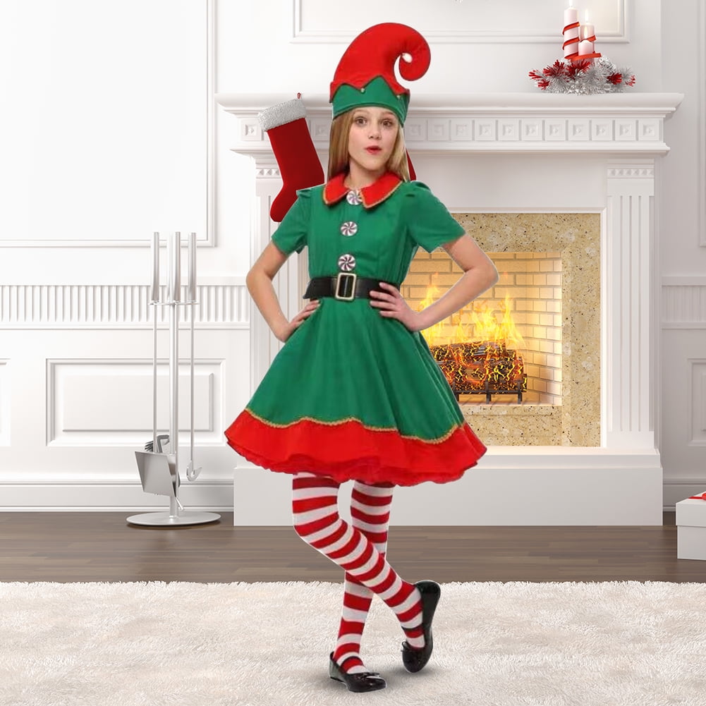 Conjunto De Disfraz De Elfo Navideño Vestido de elfo para niños y ...