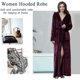 thumbnail image 3 of Bata larga con capucha para mujer Lujosa franela polar Albornoz de longitud completa Pijamas cálidos de invierno Camisón de ducha Xemadio CJWUS-2675, 3 of 7
