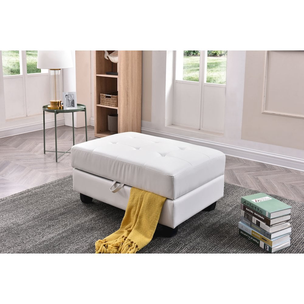 Glory Furniture Revere Ottoman in White Color