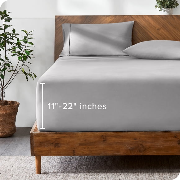 Bare Home Sábana Ajustable Bolsillo Extra Profundo de 22", Colección Premium 1800, Tamaño King, Gris Claro