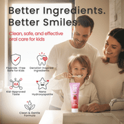 LOL Fluoride Free Nano Hydroxyapatite Toothpaste Kids | Kids Toothpaste No Fluoride with Probiotics | Remineralizing | Vegetable-Based Foaming Agent. for Children & Parents (3.5oz, Strawberry Smile)