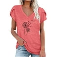 thumbnail image 2 of Oalirro Women's Tops, Tees & Blouses Women Blouses and Tops Fashion Fashion Women's Summer V-Neck Short Sleeve Print Casual T-shirt Blouse Pink, 2 of 4