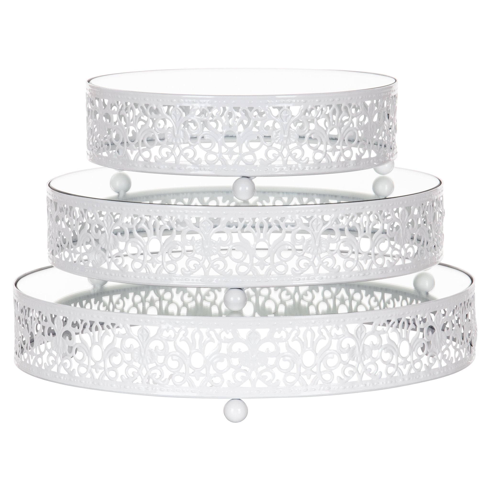 Metal Cake Stand with Glass Top 10-3/4-Inch 3 Piece 
