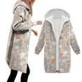 thumbnail image 4 of Hueook Boho Tops for Women Winter Casual Zipper Long Sleeve Pocket Hooded Mid-Length Printed Jacket Beige XL, 4 of 8