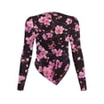 thumbnail image 2 of Xoenoiee Cherry Blossom Print Womens Long Sleeve Shirts Crew Neck Tops Tight Slim Fit Trendy Teen Girls Elastic Fall Winter Y2k Clothes, L, 2 of 7