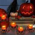 thumbnail image 4 of 6 velas de té de Halloween, velas LED sin llama de Halloween con pilas, luces de té de araña de Halloween, velas eléctricas falsas para decoración de fiesta de Halloween, 4 of 5