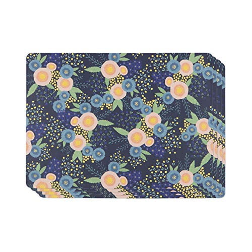 Now Designs 1777049aa CorkBacked Hard Placemats, Set of Four, Rosa, 4
