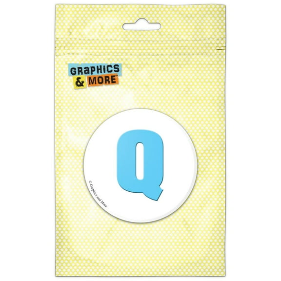 Letter Q Initial Baby Boy Block Font Blue Shower Refrigerator Button Magnet