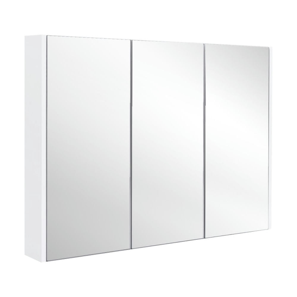 Finihen Bathroom Wall Cabinet, Wall Mounted Bathroom Mirror Cabinet, Frameless Bathroom Wall Mounted Mirror Cabinet with 3 Doors and Adjustable Shelves, White Finihen Bathroom Wall Cabinet, Wall Mounted Bathroom Mirror Cabinet, Frameless Bathroom Wall Mounted Mirror Cabinet with 3 Doors and Adjustable Shelves, White