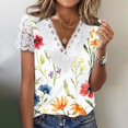 thumbnail image 2 of Mujeres moda verano Sexy pliegue impreso regular mujeres manga corta cuello en V botón Top OAVQHLG3B Store  lin121212, 2 of 4