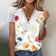 thumbnail image 2 of Mujeres moda verano Sexy pliegue impreso regular mujeres manga corta cuello en V botón Top OAVQHLG3B Store  lin121212, 2 of 4