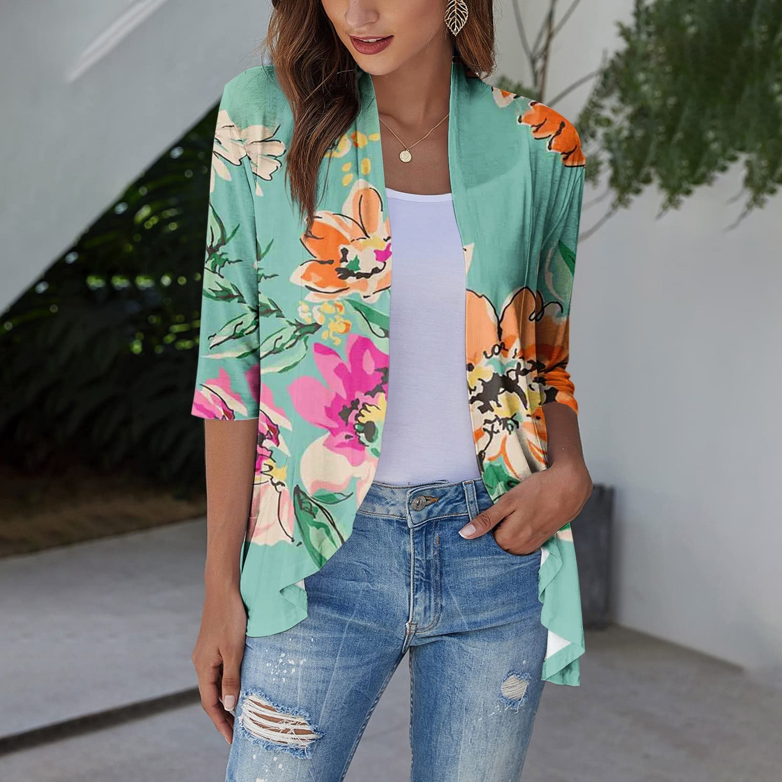 Black Blazer Women Utoimkio Clearance 3/4 Sleeve Cardigan For