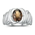 thumbnail image 1 of RYLOS Bagues pour Femmes Bague en Or Blanc 14K Solitaire Pierre Précieuse Ovale 9x7 mm avec Anneau Fini Satiné Juin Quartz Fumé Bijoux Taille 7, 1 of 7