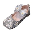 thumbnail image 2 of Girls Flower Girl Shoes, Rhinestone Crystal Mary Janes with Pearl Strap for Weddings & Birthdays Gold B 13, 2 of 9