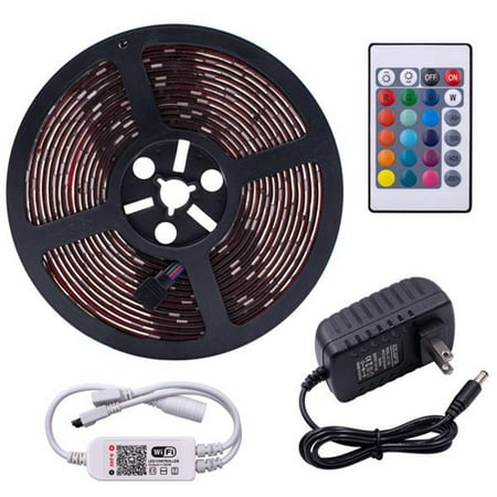 

Light Strip 16.4ft Waterproof Flexible Tape Lights Color Changing 5050 RGB with 24 Keys IR Remote Controller and 12V Power Supply for Home Bedroom Kitchen