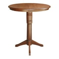 thumbnail image 3 of 36" Round Solid Wood Pedestal Counter Height Dining Table With 12" Extension Leaf in Espresso by International Concepts, 3 of 18
