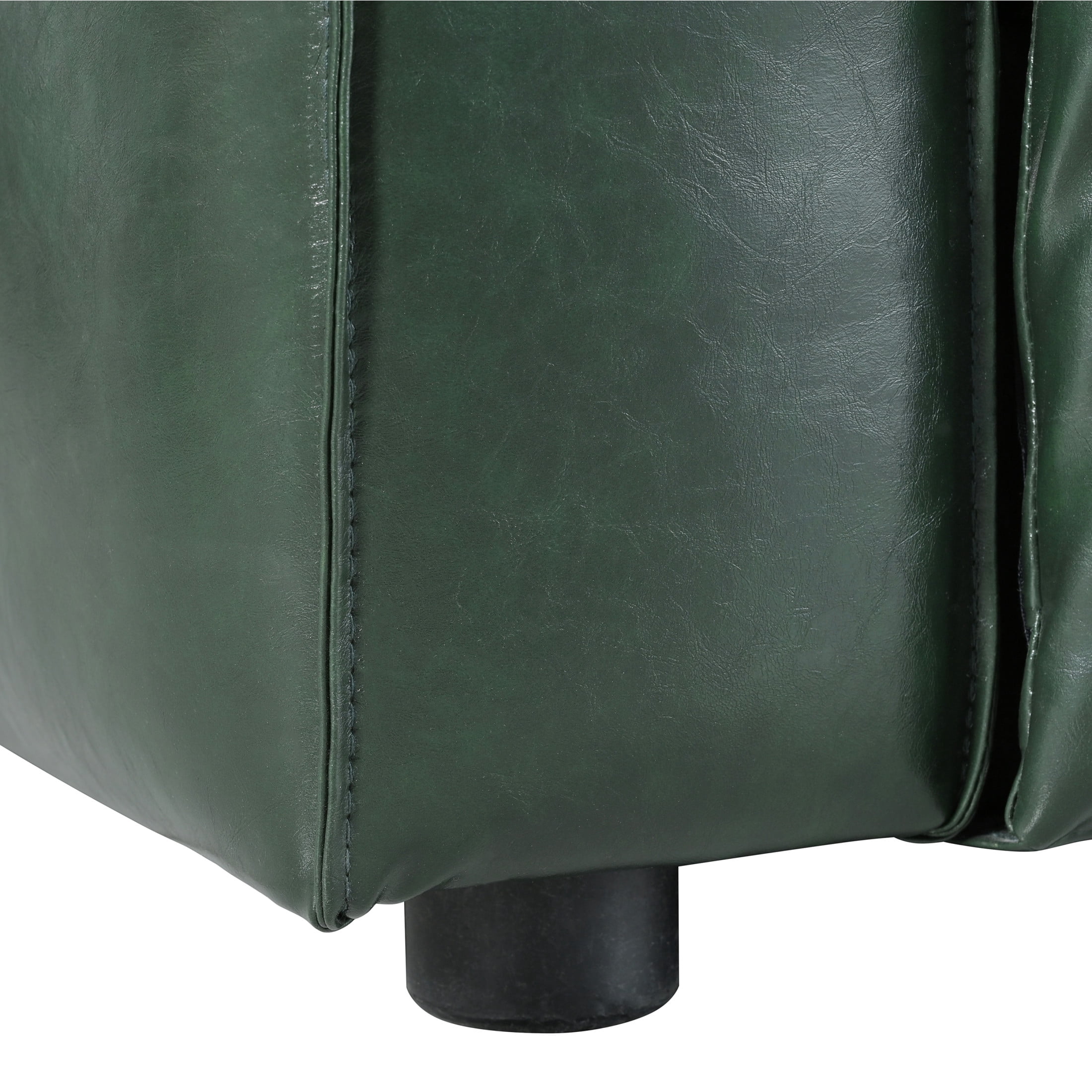 Christopher Knight Home Minimalist 70” PU Leather 3 Seater Sofa Couch, Solid Wood legs, Green