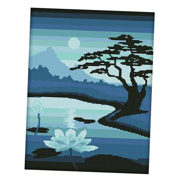 Moonlight Lotus stitch set Estampados Patrones De Inicio De Preimpresos Para Niños Principiantes O Adultos, En Punta De Hugo Kits de punto de cruz estampado