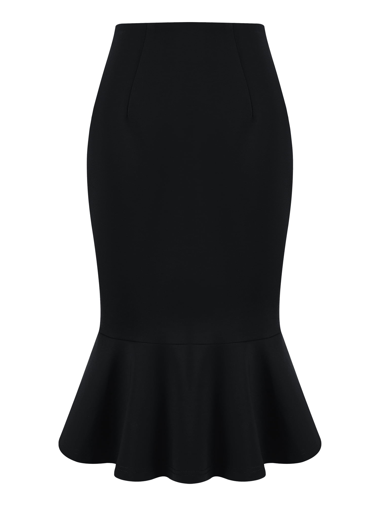 DARING DIVA Women's Bodycon Mermaid Skirt High Waist Fishtail Pencil Skirts M Black