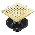 thumbnail image 4 of 4 Inch 6 Inch 304 Stainless Steel Square Shower Floor Drain With Flange Gold, 4 of 6